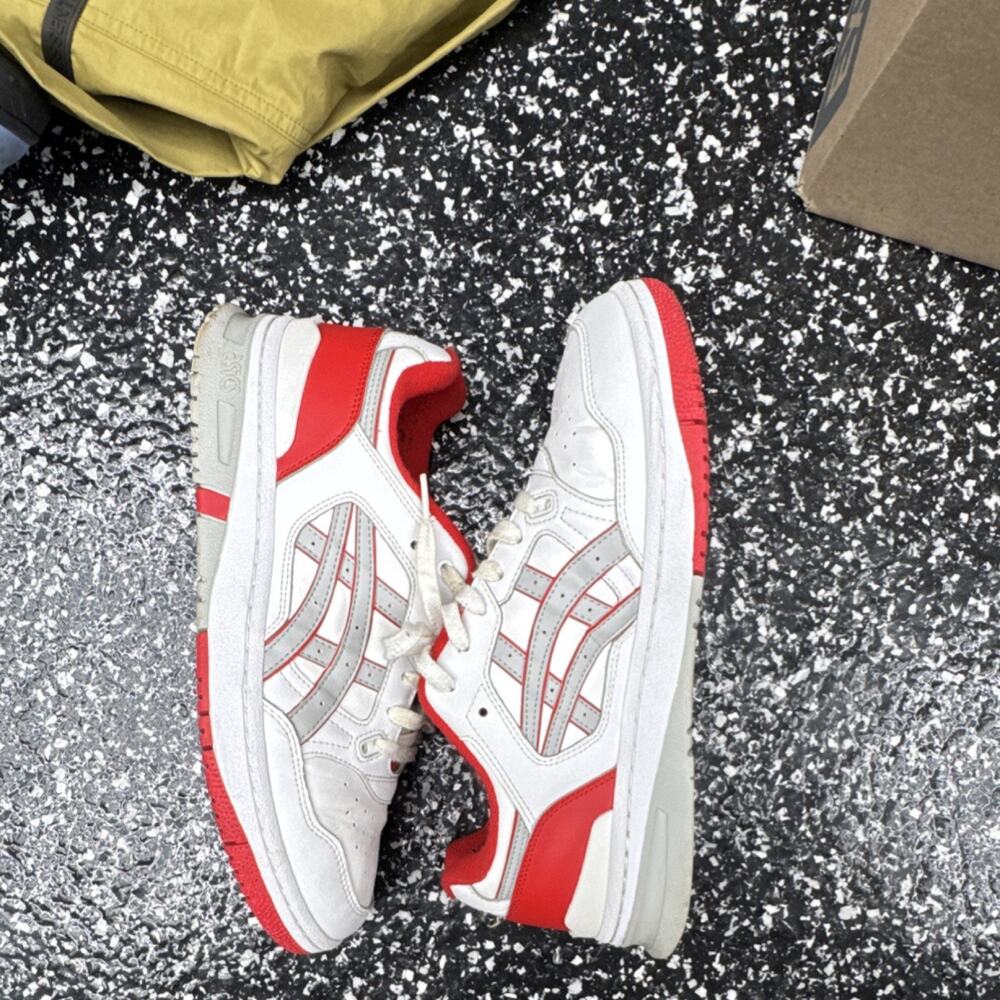 ASICS 1201A476 White Red Gray Men's Athletic Sneakers Low Top Shoes